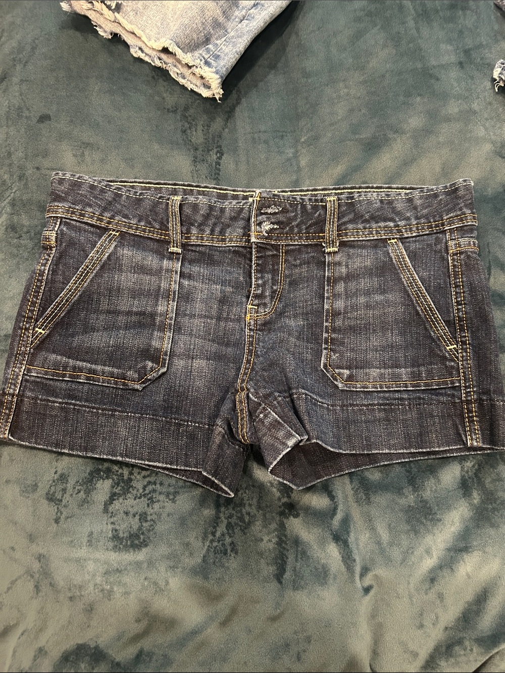 Aeropostale Dark Blue Denim Jean Shorts with Front Patch Pockets